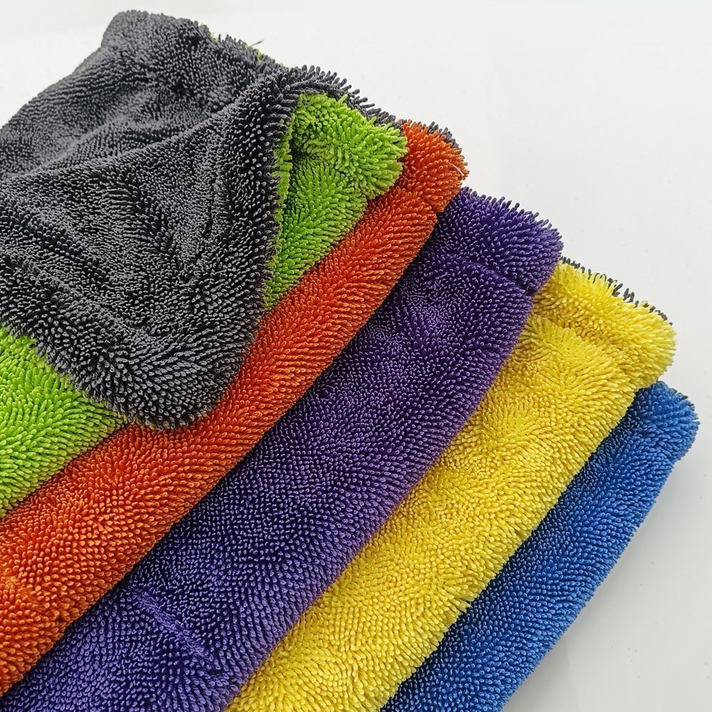 gris verde doble cara pequeña toalla de absorción de agua 1200GSM espesa tela de trenza toalla de microfibra para automóviles