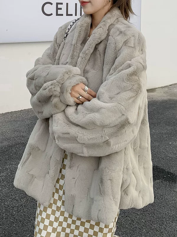 2024 крупногабаритная imitation fur concubine marsella мантия норковая шерсть стойка воротник женская свободная теплая пушистая верхняя одежда