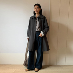 MOXI 十三行女装2025秋季新款韩版高级感翻领中长款女式风衣外套