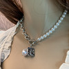 Accessory, retro organic metal necklace from pearl, European style, wholesale