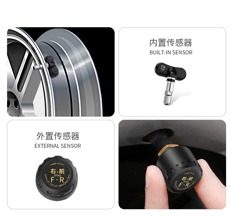 Car Hud Head-Up Display Gps Speed Time Altitude Tire Pressure Temperature Solar Wireless Monitor Smart