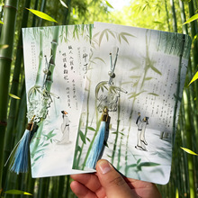创意贺卡赠友人生日留言卡水墨风流苏挂件精致诗意祝福创意明信片