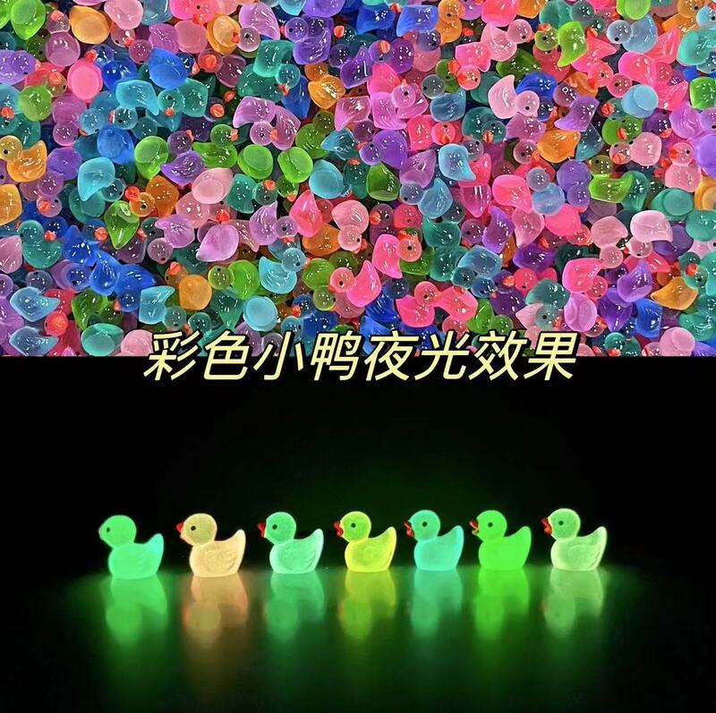 Luminous Little Duck Red Orange Green Blue Purple Pink Transparent Colorful Mini Artificial Miniature Animal Model Ornaments Sand Table Baby