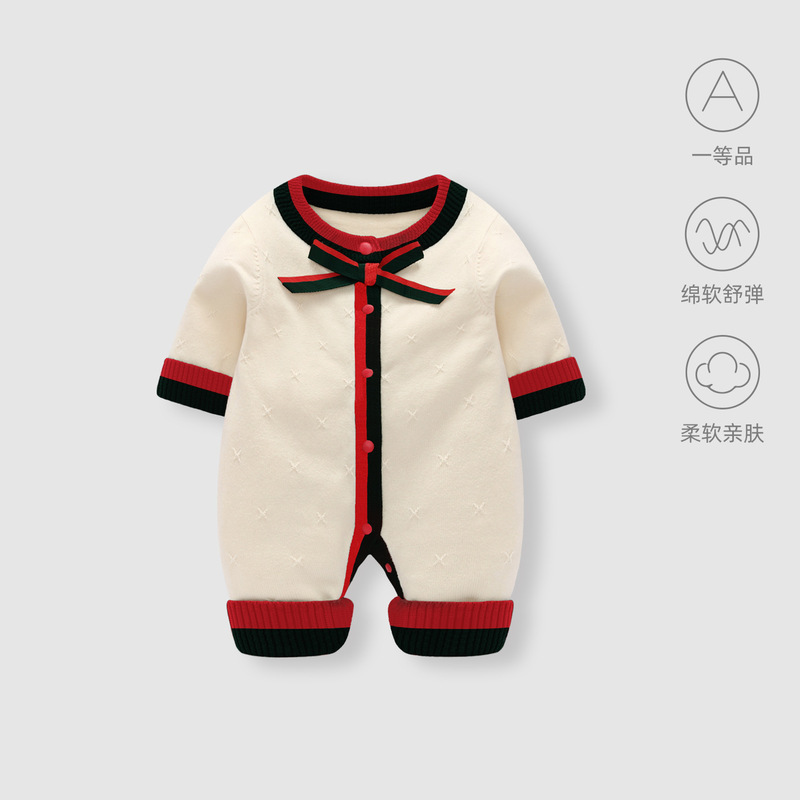 婴儿衣服连体衣秋装小月龄女宝宝满月百天针织毛线哈衣外出服爬服|undefined