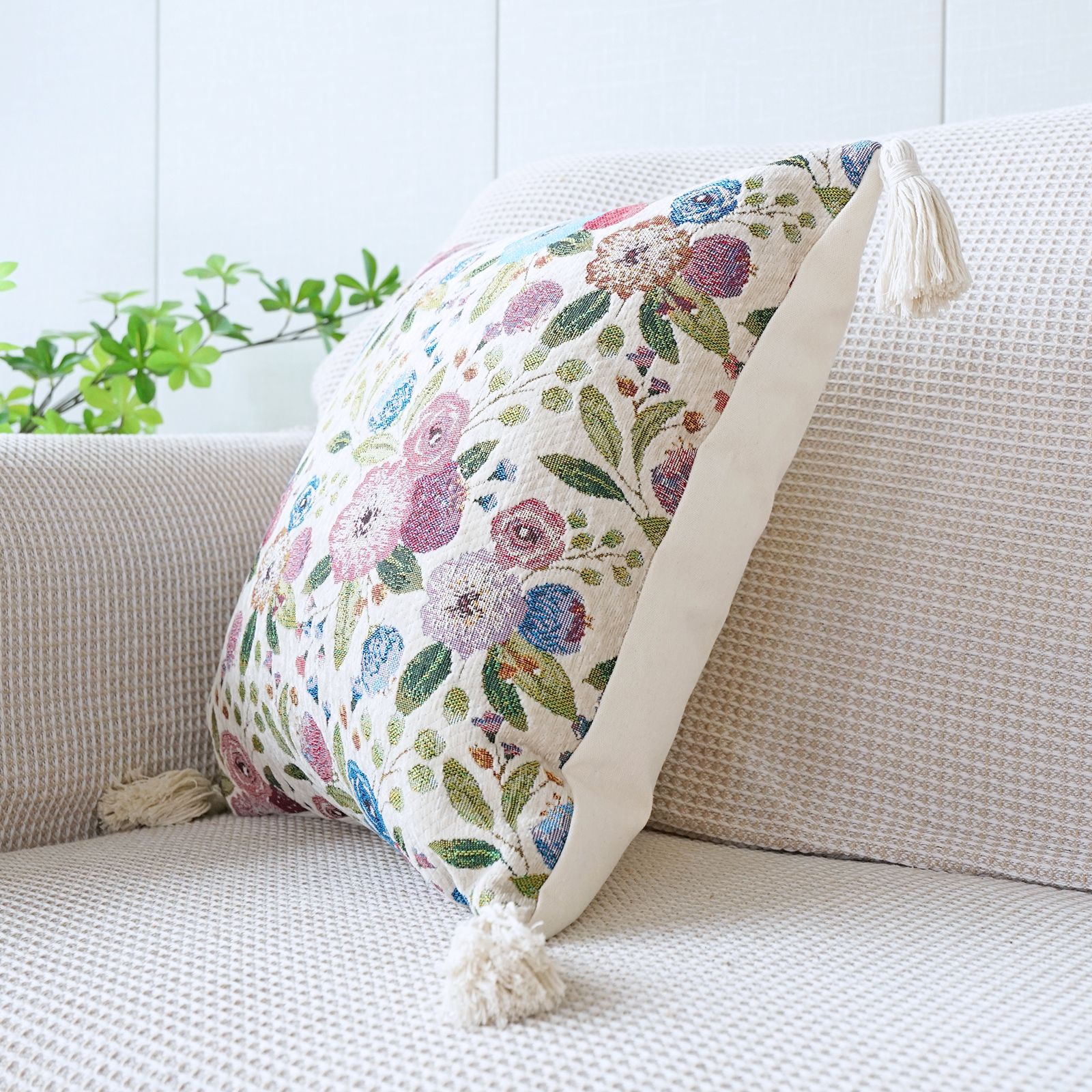 Piante, fiori e piante, federe jacquard, divani da soggiorno, nappe sospese, cuscini, cuscini da comodino_voghion.com