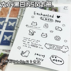 大a4白黒手描き小動物カード帳バインダー九宮格高颜値超硬絶美ケース追星収納帳