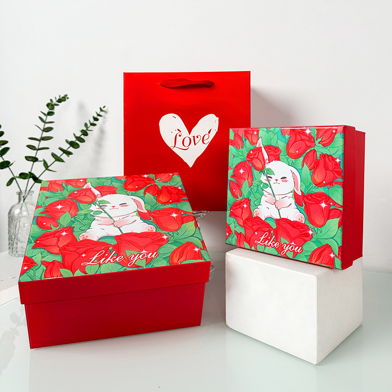 Caja de regalo roja del día de San Valentín, caja vacía de regalo de mano, caja de embalaje de lápiz labial cosmético, caja de regalo para niñas en stock