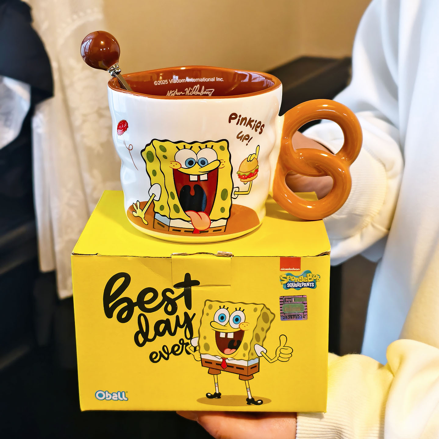 Auténtico SpongeBob cerámica marca taza doméstica 2025 nuevo trabajo de oficina de alto valor taza de café de oficina