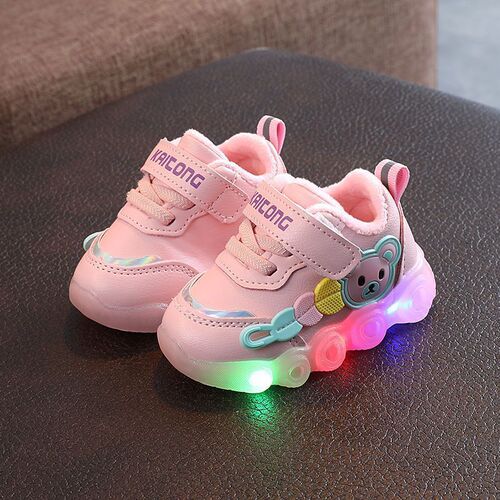  New Leather-Surface Children's Sports Shoes for 0-3 Years Old, Soft Sole, Non-Slip, Gender-Neutral Baby Shoes with Double Cotton for Warmth