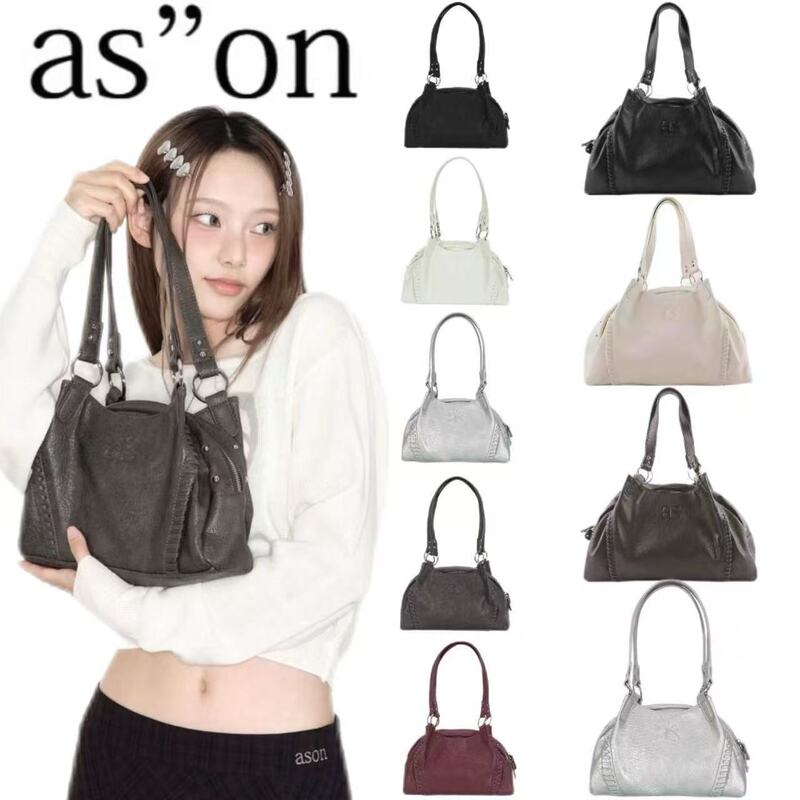 Korean Ason Wandering Bag Blogger's Same Style 25Fw Leather Mini Motorcycle Shoulder Underarm Bag Large Capacity Handbag