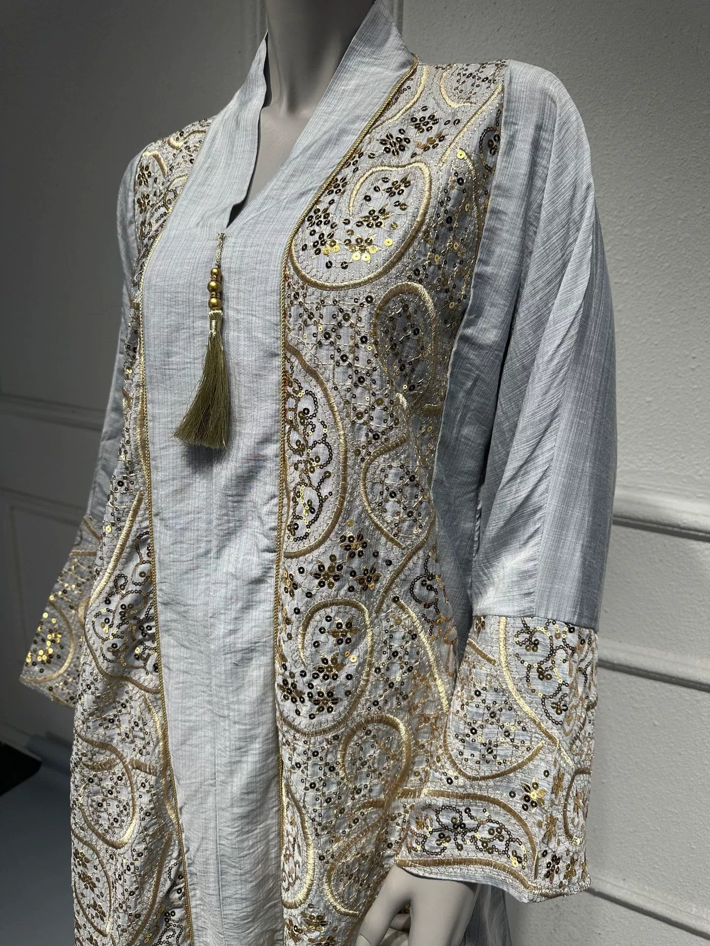 Свадебное платье Abaya Middle East Dubai юбка с Sequined свободная вечерняя стойкая на молнии вышивка кимоно женская одежда