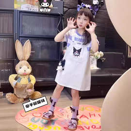 女童夏装2024新款洋气儿童连衣裙童装夏季库洛米衣服短袖背带裙子