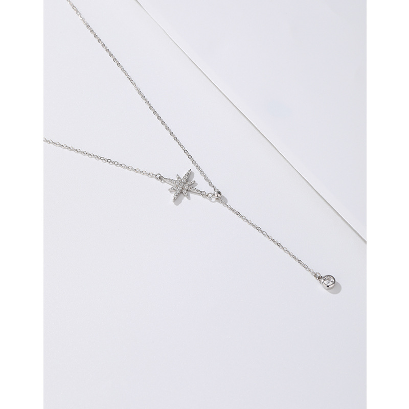 925 plata esterlina ocho Awn estrella collar de las mujeres de lujo ligero nicho diseño sentido 2023 nueva cadena de clavícula collar de la borla