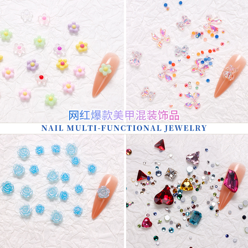 Red famosa nueva joyería de manicuras camellia flores de sol de flores flotantes tamaño de oso mezcla de joyería de manicuras