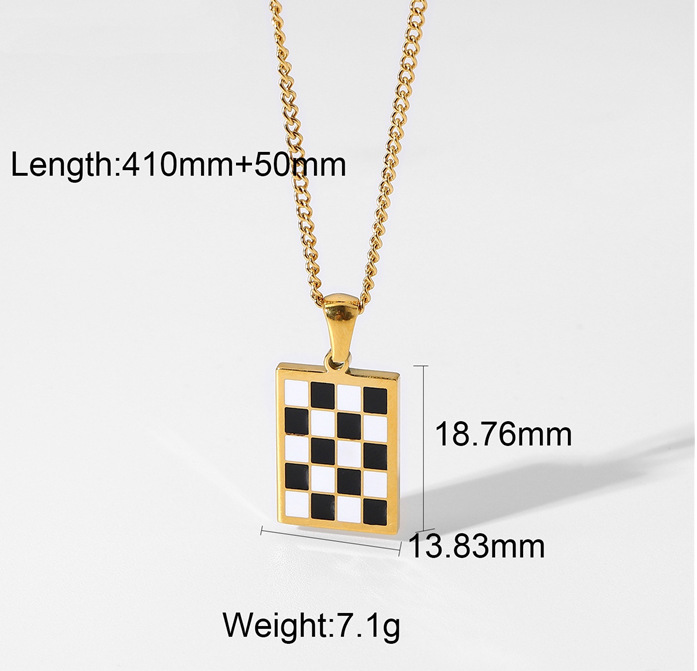 European And American Trend Black And White Lattice Titanium Steel Women's Necklace Jewelry display picture 3