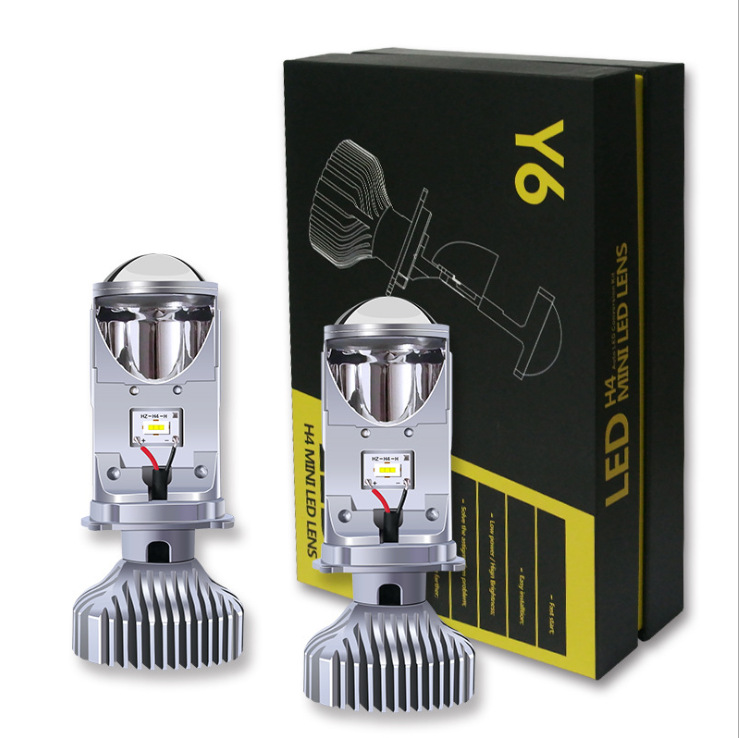 Adecuado para nuevo y6s coche LED Faro de tres colores lente de ojo de pez lámpara H4 lejos y cerca integrado mini lente image 6