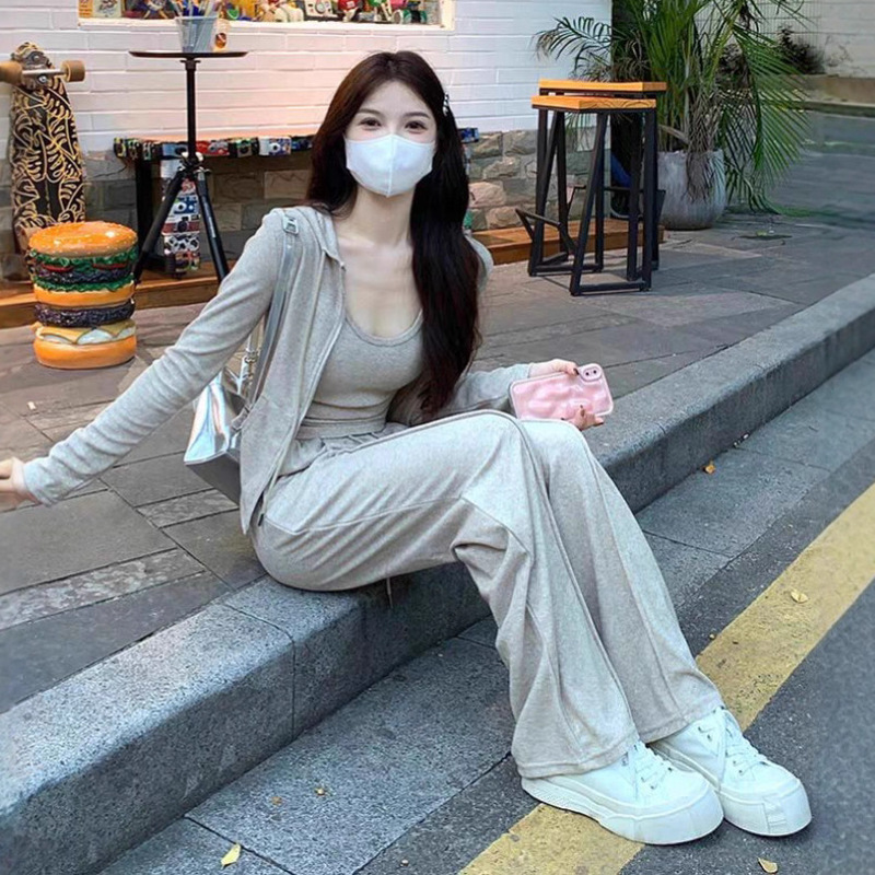 网红休闲运动套装女2025春秋搭配一整套感时尚卫衣卫裤三件套洋气|undefined