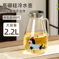 家庭用冷水ガラス耐高温大容量泡茶セット白湯カップ耐熱ティーポット