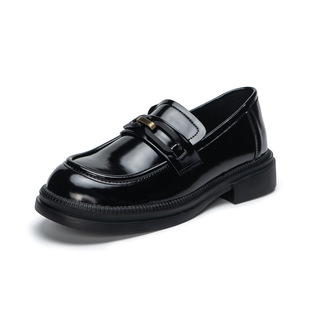 British style leather shoes for women 2024 new spring and autumn slip-on loafers flat heel leather shoes
