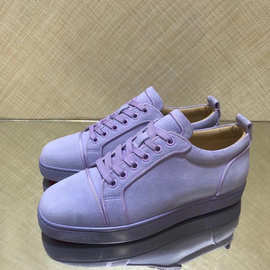 cl andgz男鞋粉色绒面低帮红底鞋女鞋情侣板鞋运动休闲鞋真皮鞋