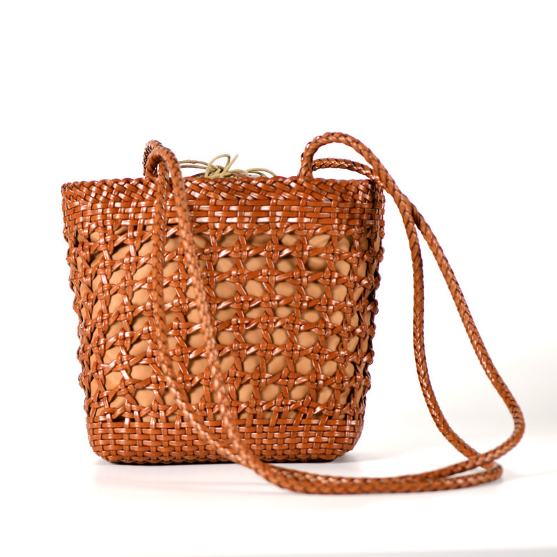 2021 Summer New Genuine Leather Hollow Woven Bag ins Internet Celebrity Shoulder Bag Manufacturers
