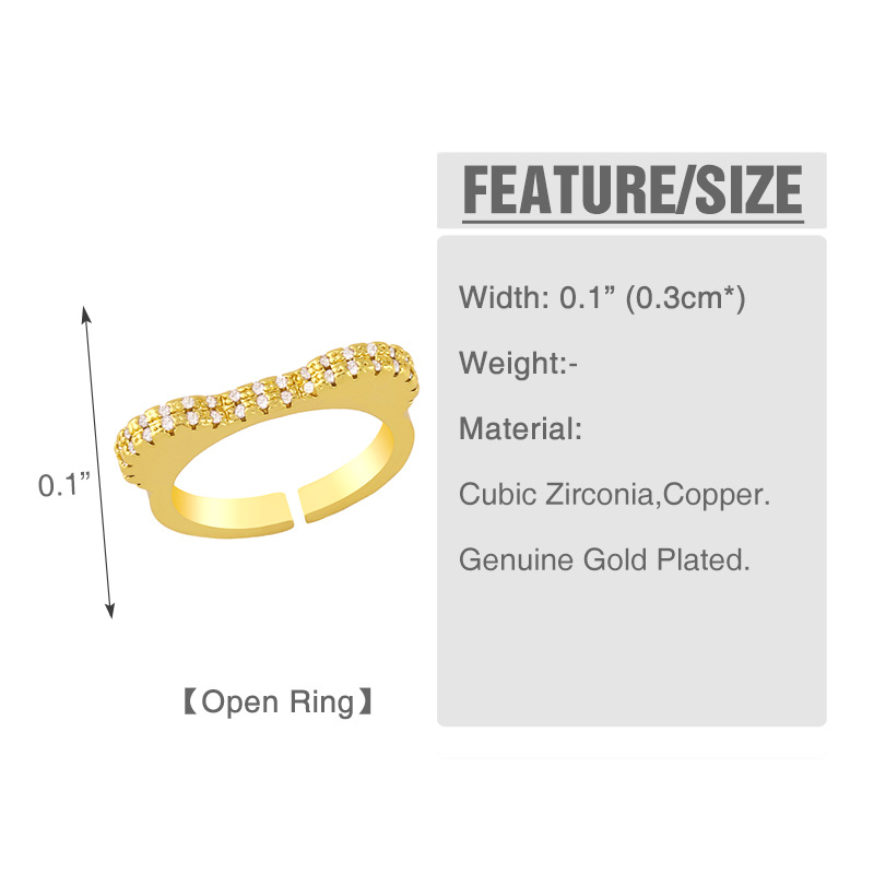 Fashion Irregular Copper Inlaid Zircon Opening Ring display picture 2