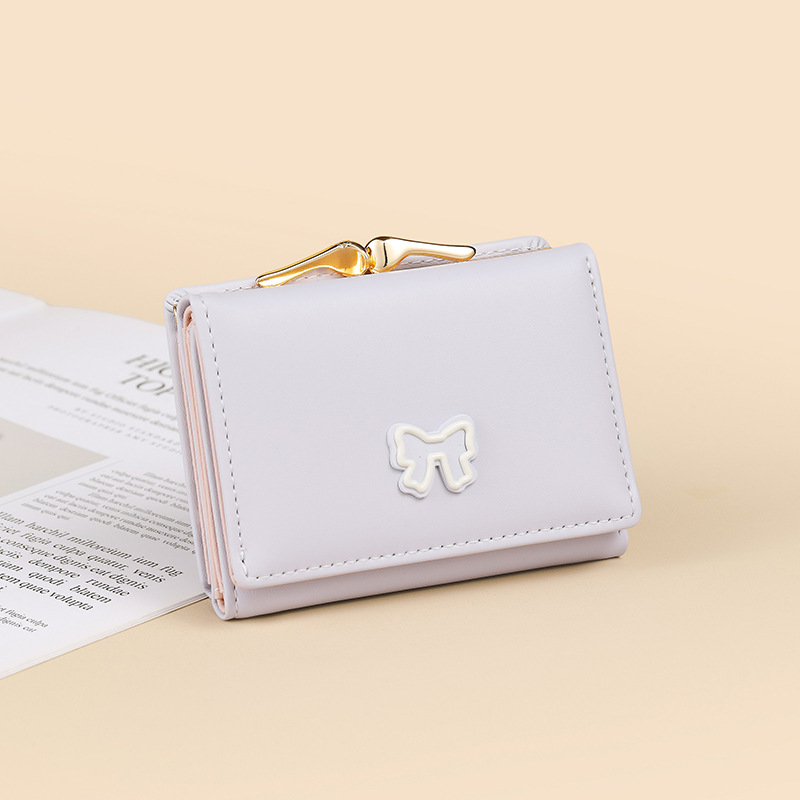 Cartera corta para mujeres, bolso de tarjetas para estudiantes, bolso de cambio pequeño y fresco, cartera de color macarón, más tarjetas.