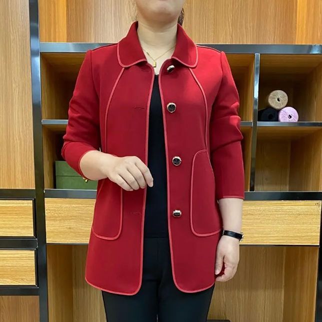 中老年女春装西装-时尚妈妈装中长款气质百搭西服薄外套|undefined