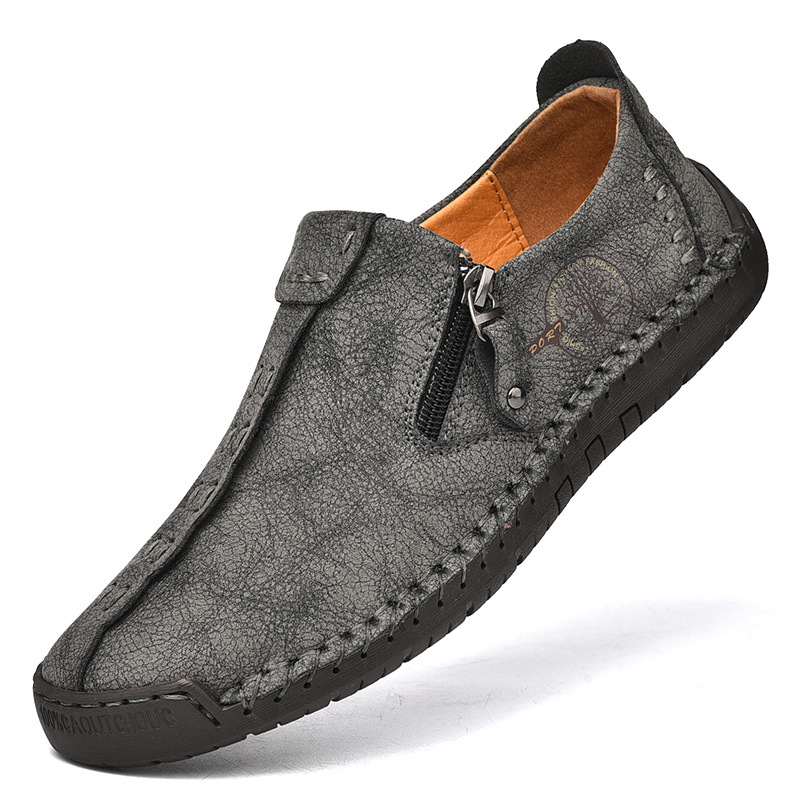 Nuevos zapatos casuales de primavera transfronterizos zapatos de cuero con cremallera de tamaño grande para hombres zapatos de Lefour de tamaño grande hechos a mano image 8