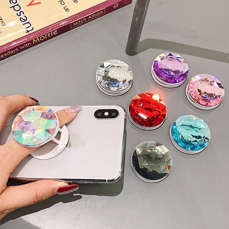 Suitable for mobile phone universal folding bracket colorful gem Crystal women's Winder paste anti-drop