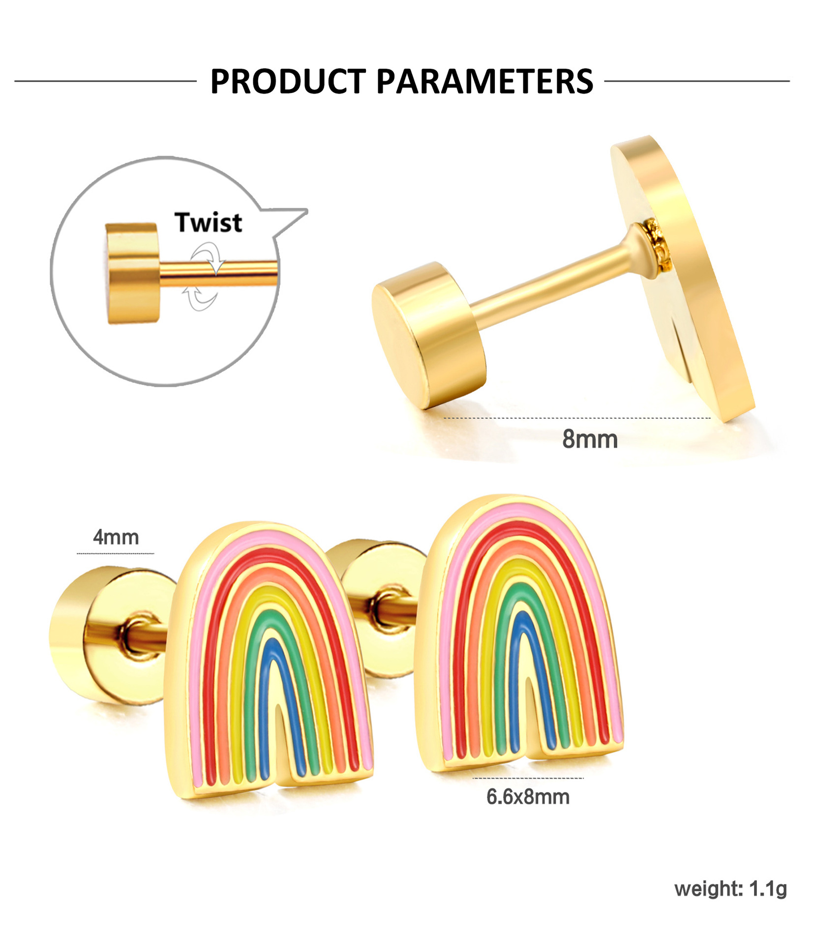 4g Weight 304 Stainless Steel Ear Needle Material 1 Pair Vintage Style Classic Style Four Leaf Clover American Flag Bow Knot Plating 304 Stainless Steel Ear Studs
