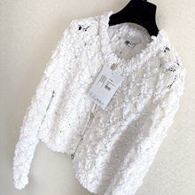 CH顶版25早春新款小香风重工特制纱线钩花针织修身外套开衫女上衣