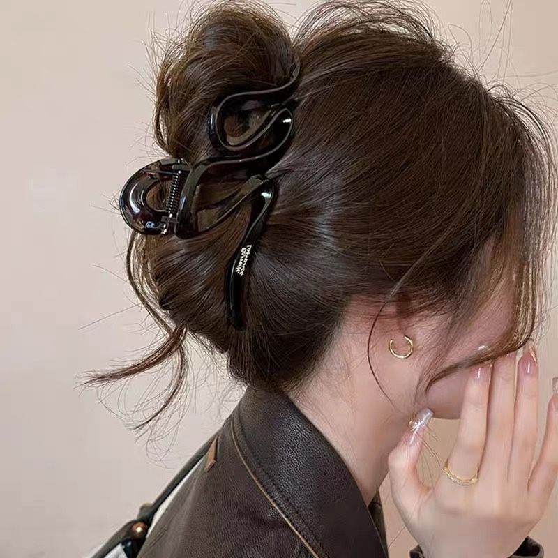 Pinza de pelo acrílica grande para mujer, estilo elegante, pinza de tiburón versátil para cabello abundante