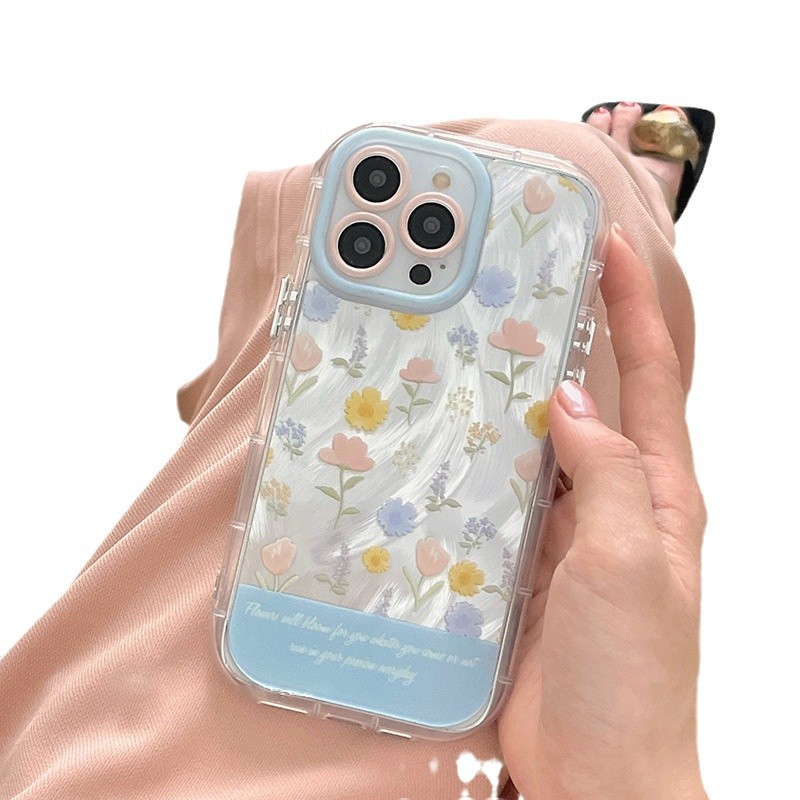 フレッシュな小さな花はリンゴ16promax携帯ケースiphone15plus羽糸クリーム14/13女を適用している