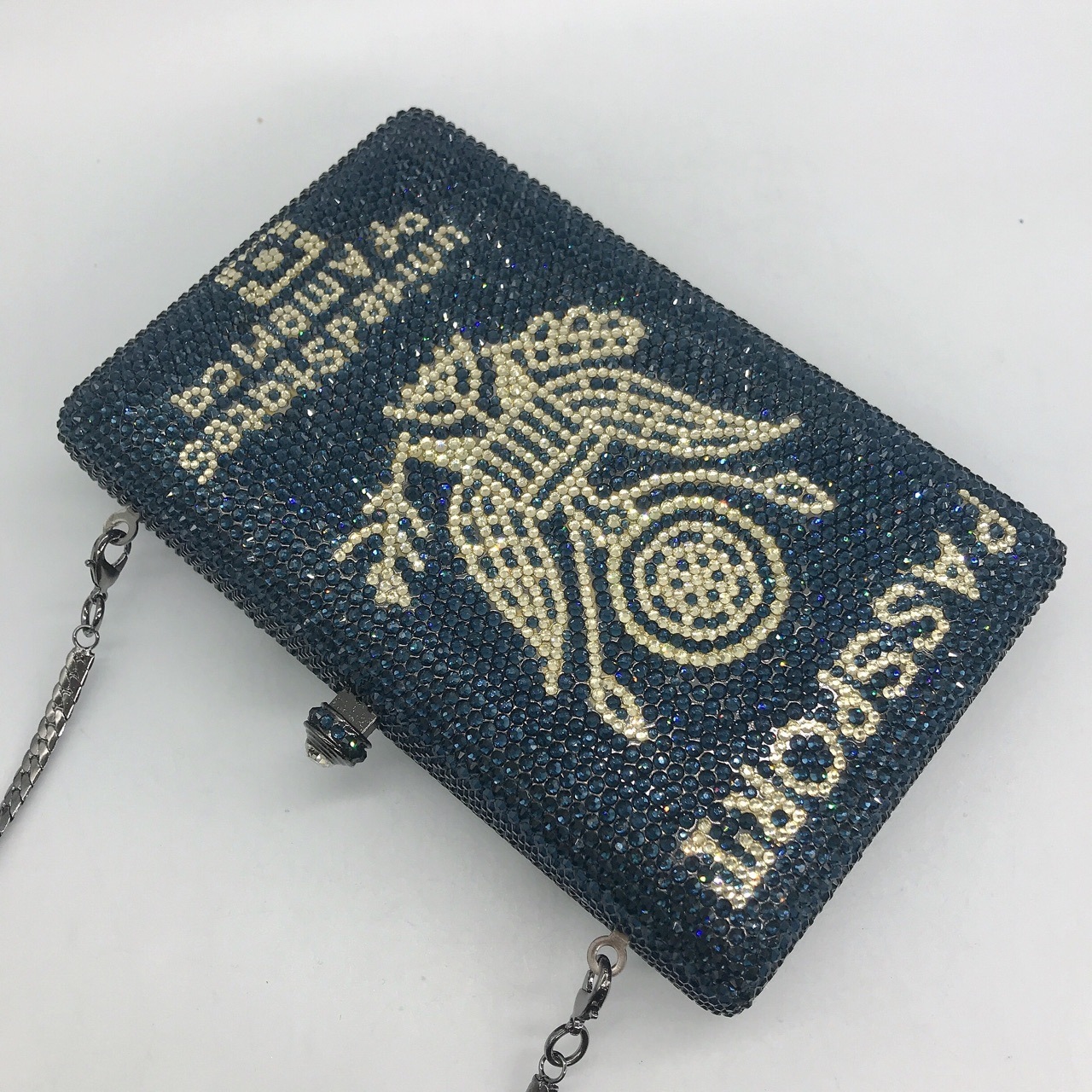 * Pasaporte azul oscuro con estilo de diamantes bolsas de cena bolsas de mano europeas y americanas bolsas de embrague de piedra de renas