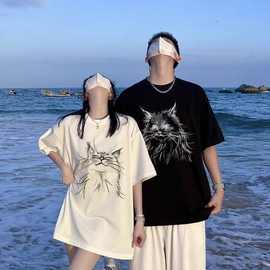 [两件装]特别的情侣装夏季T恤新款小众设计感disoo时尚缅甸猫短袖
