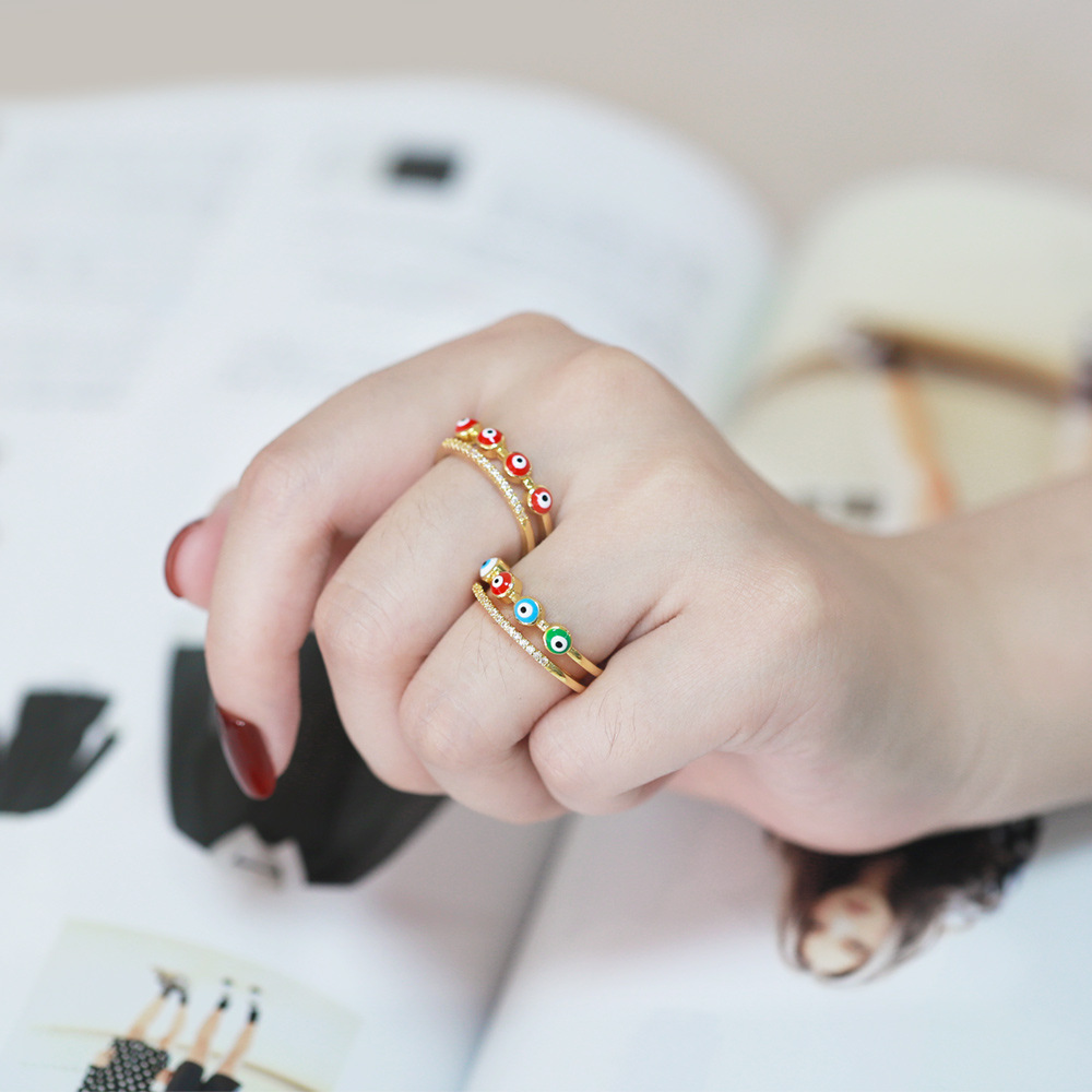 Fashion Elegant Double-Layer Devilu0027s Eye Dripping Oil Ring
