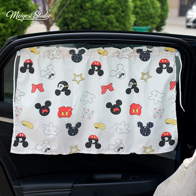 Car curtains Cartoon Cotton Cloth Car Sunshade - mickey-suction-cup-curtain