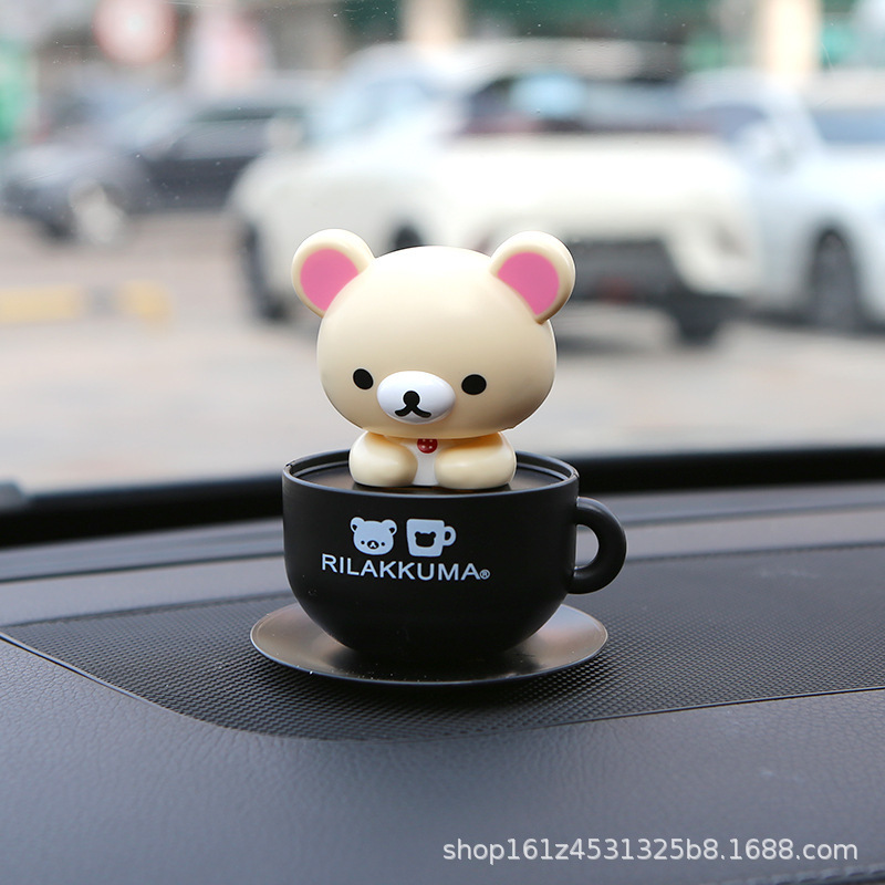 New creative and cute solar-powered car interior decoration, car dashboard shaking head ornament, anime style