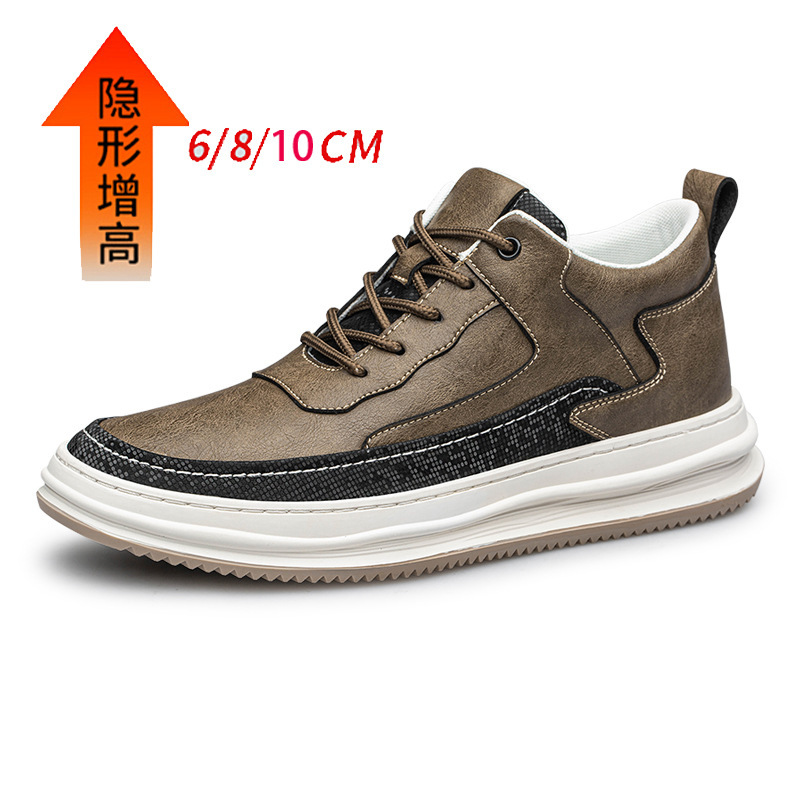 Men's invisible height-increasing board shoes European station cow two-layer leather trend casual height-increasing small white shoes sports shoes for foreign trade