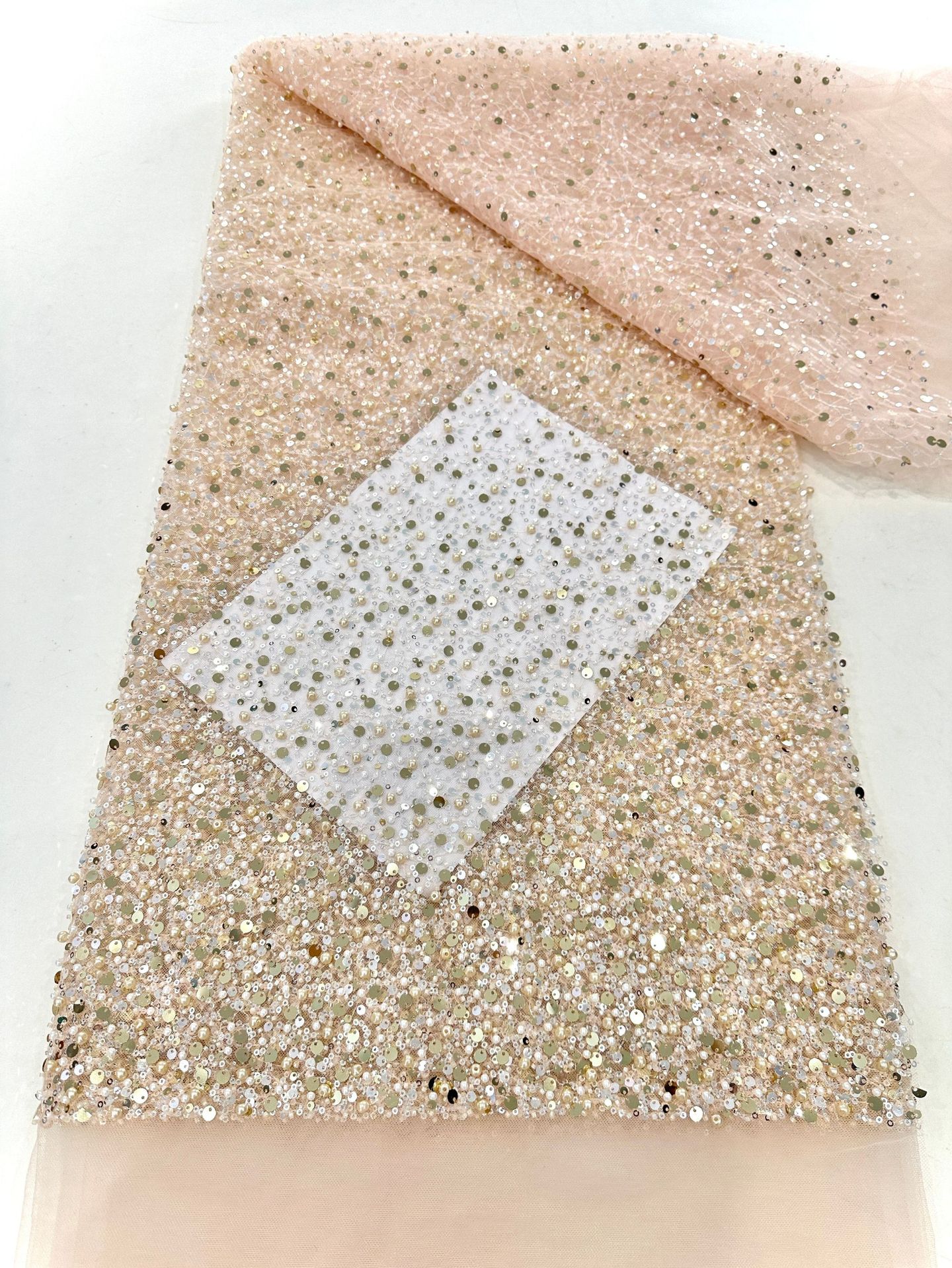 Ventas transfronterizas de tela de perlas de sequilla de moda de ropa de moda de vestido de noche de boda de perlas de tela bordada de tubo