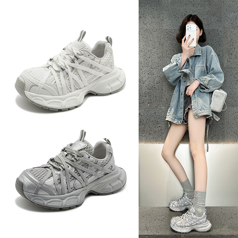 Paris Spider Web Strap Big Head Torre Shoes Women's 2025 Spring New Design Retro Platform Casual sneaker
