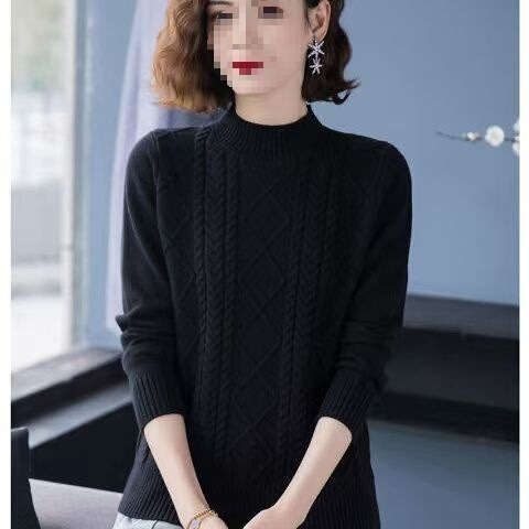 Autumn and Winter New Style Women's Loose Oversized Thick Turtleneck Base Warm Solid Color Casual Half-Short Sweater 2025