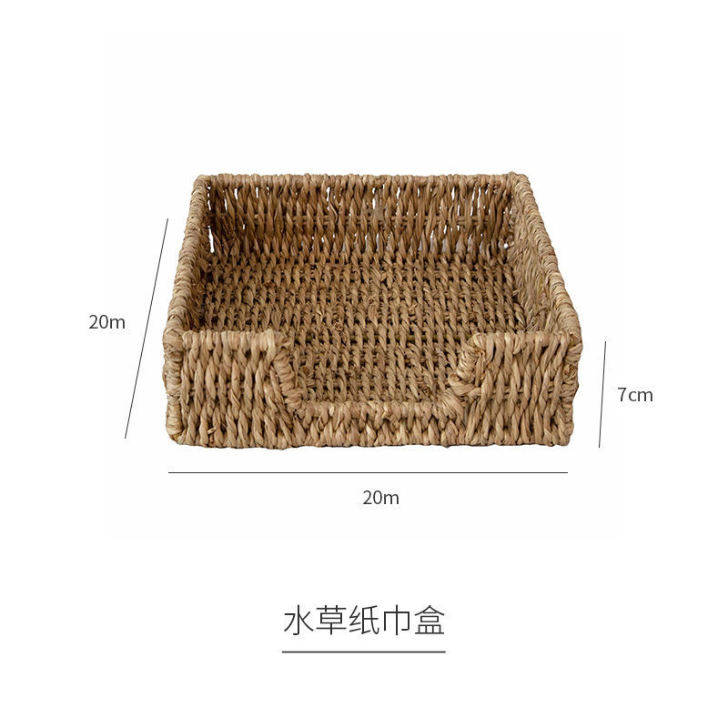 Caja de pañuelos Caja de almacenamiento al por mayor de exportación de paja de calabaza Nueva canasta de ins Sala de estar Comida de entrada Función de entrega japonesa