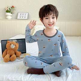 男儿童家居服内衣套装秋衣秋裤中小童加绒保暖打底睡衣两件套秋冬