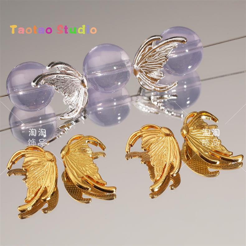 Bright Silver Left and Right Fishtail Wings Spacer Butterfly Spacer Spacer Beads DIY Bracelet Necklace Jewelry Accessories Beading Material