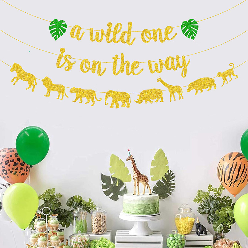 a little cutie is on wild one baby party to flag animals birthday theme banner flower a little cutie is on wild one baby party to flag animals birthday theme banner flower