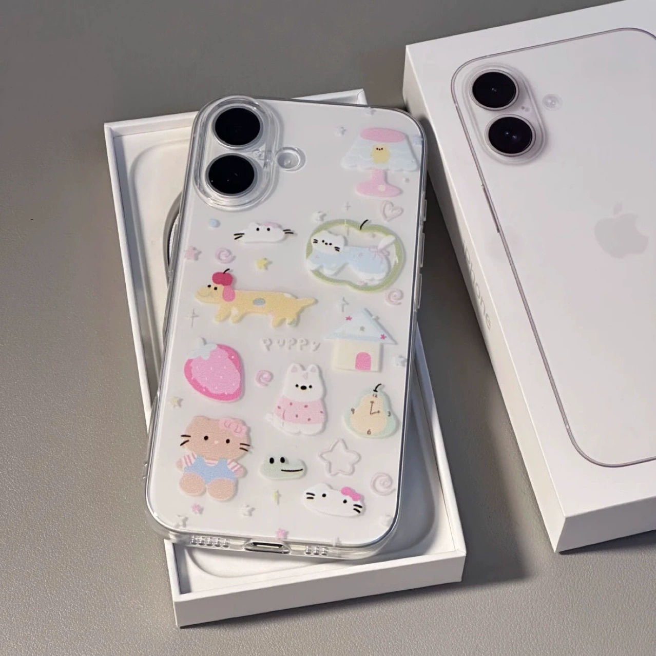 スマホケース Apple iPhone15 Pro用 クリアTPU 保護カバー 3D 可愛いステッカー付き