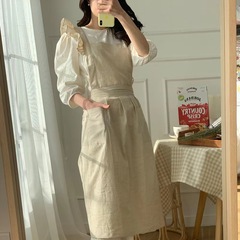 Cross-border anti-fouling lace pastoral style cotton and linen apron for hand wiping Korean style art blouse modern simple floral bib