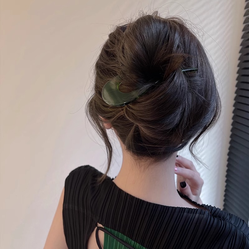 Elegante pinza de cabello acético en forma de U para mujeres retrógrado japonés gran pinza de cabello simple de moda alta sensación de joyas de cabello clásicas